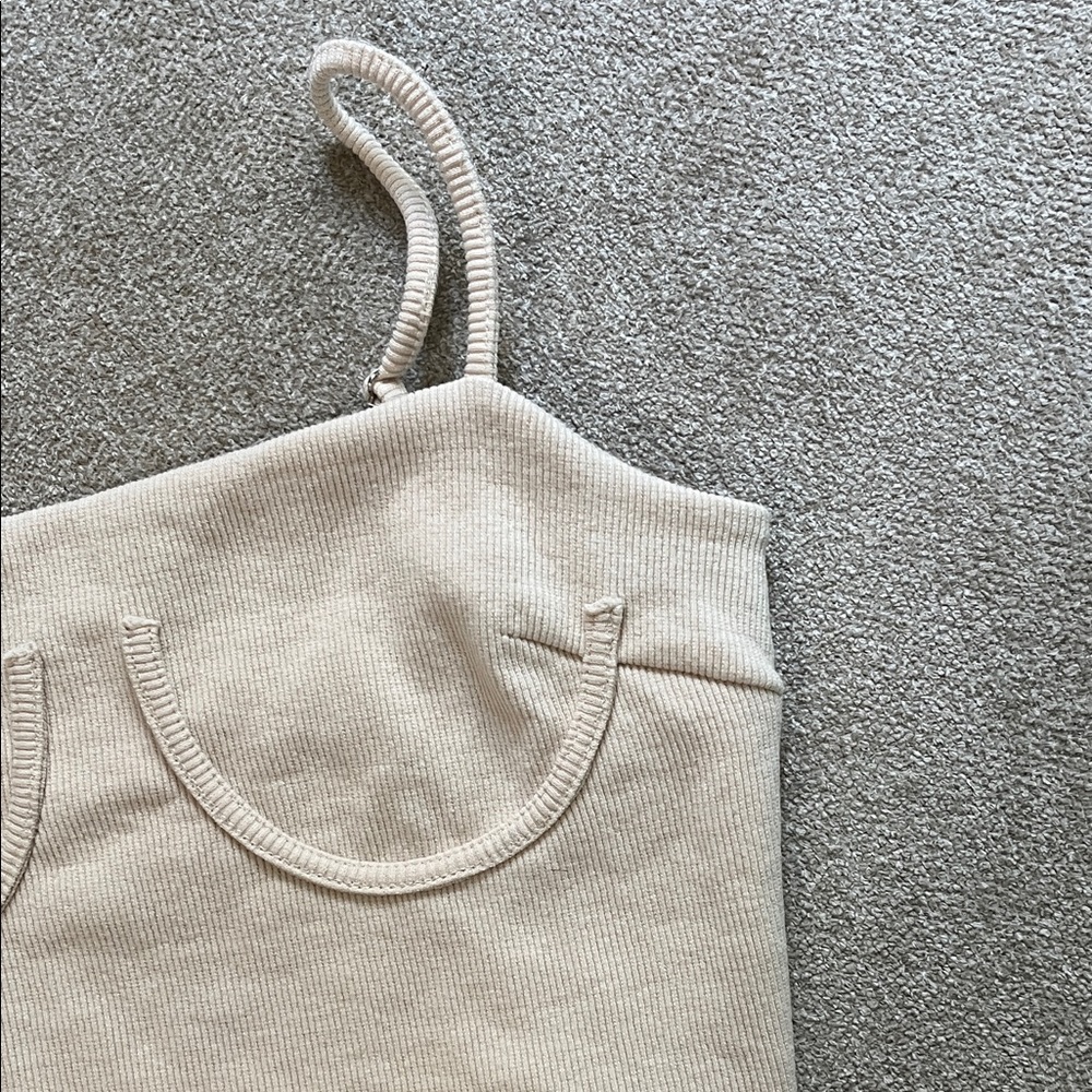 Lulu's Cream Ribbed Crop Top - Picture 6 of 10